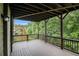 Spacious covered wood deck provides a relaxing outdoor space, and a view of the surrounding greenery at 5925 Crescent Landing Dr, Cumming, GA 30028