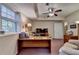 This home office offers a view out to the yard and lots of desk and storage space at 1640 Mount Mckinley Dr, Grayson, GA 30017