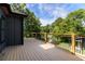 Open deck overlooking the backyard with black metal railings and view of a building at 2608 Argo Drive Southeast Se Dr, Smyrna, GA 30080
