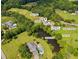 Aerial view of the estate with a main house, guest house, pool, pond, garden, and vineyard at 4935 Stablegate Ct, Cumming, GA 30028