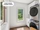 The laundry room features new appliances, white cabinets, and a view of the outdoors at 4935 Stablegate Ct, Cumming, GA 30028