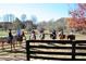 People enjoying a horseback ride on a scenic trail along a tree lined pasture at 4935 Stablegate Ct, Cumming, GA 30028