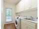Laundry room with a window, washing machine, sink and white cabinets at 920 Waters Reach Ct, Alpharetta, GA 30022