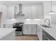 Modern kitchen featuring white cabinetry, stainless steel appliances, and quartz countertops at 334 Olmstead Way # 37, Alpharetta, GA 30022