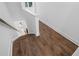 Staircase with wood treads and white risers at 334 Olmstead Way # 37, Alpharetta, GA 30022