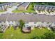 Aerial view of a community of townhomes featuring fenced backyards at 2183 Miranda Dr, Morrow, GA 30260
