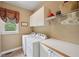 Well-equipped laundry room with washer, dryer, and ample storage space at 245 River Laurel Way, Woodstock, GA 30188