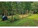 Backyard garden area featuring raised garden beds, protective fencing, and ample sunlight at 169 Robson Trl, Mcdonough, GA 30252
