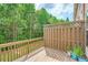 View of the deck overlooking a wooded area and some plants at 3280 Hallmark Ln, Buford, GA 30519
