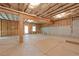 Unfinished basement with exposed wood frame, concrete floors, and utilities in view at 2870 Prestwood Dr, Cumming, GA 30040