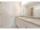 Bathroom vanity featuring granite counters and double sinks at 2870 Prestwood Dr, Cumming, GA 30040