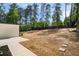 Backyard view of the modern white house featuring a large grass lawn at 974 Clydesdale Dr, Marietta, GA 30062