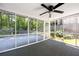 Relaxing screened porch with dark flooring, screened walls for bug-free enjoyment, and views of the backyard at 1172 Colony Dr, Marietta, GA 30068