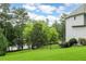 Well-maintained backyard with a lush green lawn and tree line on a sunny day at 5755 Riley Rd, Cumming, GA 30028