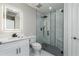 A gorgeous bathroom with a white vanity, and a luxurious glass shower at 5755 Riley Rd, Cumming, GA 30028