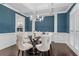 Dining room with coffered ceiling, wainscotting, and elegant chandelier at 5755 Riley Rd, Cumming, GA 30028
