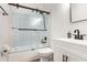 This bathroom features a shower-over-tub with a glass enclosure and updated fixtures at 3675 Peachtree Ne Rd # 24, Atlanta, GA 30319