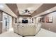 Cozy living room features comfortable sofa, tv, custom built-ins and recessed lighting at 2676 Varner Ne Dr, Atlanta, GA 30345