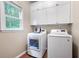 Convenient laundry room with front load washer and dryer and ample cabinet space at 5418 Amity Dr, Powder Springs, GA 30127
