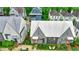 Aerial view of neighborhood, featuring modern farmhouse-style homes with grey facades and metal roofs surrounded by trees at 10862 Serenbe Ln, Chattahoochee Hills, GA 30268