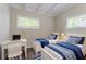 Bedroom featuring hardwood floors, twin beds with blue accents and a study desk at 1538 Belva Ave, Decatur, GA 30032