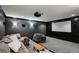 Comfortable home theater room with plush seating, projector, and a large screen at 1589 Trentwood Ne Pl, Brookhaven, GA 30319