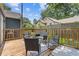 Cozy back deck area with wood railing and modern outdoor seating provides space for relaxing outside at 2728 Mcafee Rd, Decatur, GA 30032