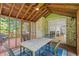 Screened porch features indoor access and a wooden ceiling and brick wall at 3120 Beechwood Se Dr, Marietta, GA 30067
