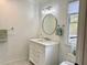 Bathroom features a single sink vanity with silver fixtures and lots of storage at 1813 Baldwin Farms Dr, Marietta, GA 30068