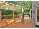 Inviting wooden back deck with a canvas gazebo and curtains, perfect for outdoor living and entertaining at 2316 Fripp Overlook Nw, Acworth, GA 30101