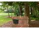 Close-up of a brick mailbox with a metal dog figure and the number 2179 at 2179 Mountclaire Ct, Stone Mountain, GA 30087