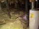 Crawl space showing support beams, a water heater and exposed insulation, in need of cleaning and renovation at 590 Killian Road Rd, Canton, GA 30114