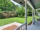 A view from a covered back porch overlooking a large yard with a variety of trees and shrubbery at 4720 Hull Rd, Conyers, GA 30094