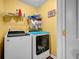 Efficient laundry room setup with modern washer and dryer units, maximizing space and convenience at 15 Saddlebrook Ct, Covington, GA 30016