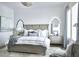 Tranquil bedroom features light wood accents and a decorative ceiling fixture at 102 Grand Cres, Alpharetta, GA 30009