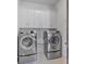 Convenient laundry room with modern washer and dryer, plus built-in cabinets at 102 Grand Cres, Alpharetta, GA 30009