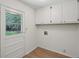 Mud room with white walls, white door, hardwood floors, and overhead cabinets at 3755 Kayanne Ct, Tucker, GA 30084