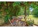 Wooden deck with a trellis and outdoor seating surrounded by landscaping at 3620 Beaver Cove Rd, Cumming, GA 30041