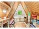 Cozy loft area with wood accents, a window view, and a small desk area at 3620 Beaver Cove Rd, Cumming, GA 30041