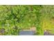 An aerial view of the backyard, beautifully landscaped with mature trees and a private lawn at 4477 Timber Ridge Dr, Douglasville, GA 30135
