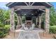 Outdoor gazebo with stone pillars and a fireplace, creating a cozy entertainment space at 3015 Southmoor Trce, Roswell, GA 30075