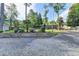 A well-maintained backyard with gravel, landscaping, and a retaining wall under a blue sky at 4845 Dartford Dr, Powder Springs, GA 30127