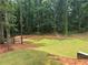 Newly seeded backyard with a view of the surrounding woods at 4110 Post Gate Ct, Cumming, GA 30040