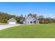 Charming home with lush lawn, detached garage, and modern gray siding against a vibrant blue sky at 101 Red Oak Ln, Carrollton, GA 30116