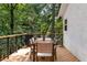 Deck features wood table set with seating and overlooks private backyard at 5714 Braddock Ct, Atlanta, GA 30350