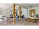 Spacious front porch with seating, skylight, and decorative tiled floor at 5714 Braddock Ct, Atlanta, GA 30350