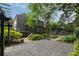 Charming backyard with mature trees, a pergola, and stone walkways at 1860 Anjaco Nw Rd, Atlanta, GA 30309
