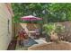 Cozy backyard patio with a seating area, privacy fence, and lush greenery at 1036 Oxford Ne Rd, Atlanta, GA 30306
