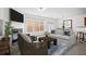 Stylishly furnished living room with a cozy fireplace, comfortable seating, and plenty of natural light at 125 Flatwood Trail, Marietta, GA 30066