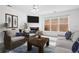 Stylishly furnished living room with a cozy fireplace, comfortable seating, and plenty of natural light at 125 Flatwood Trail, Marietta, GA 30066